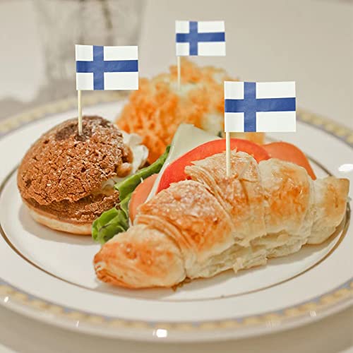 mflagperft Finland Toothpick Flags 100 Pack, Finnish Flag Cocktail Picks - color: Finland