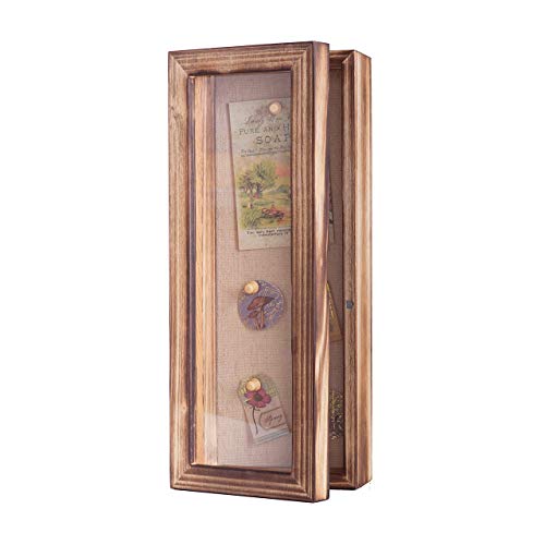 Freezing point Shadow Box Frame 5x12.5 Flower Shadow Box Pin Display Case Cabinet Picture Frame with Linen Back Memorabilia Awards Medals Badge Bouquet Wedding Memory Box for Keepsakes Long - color: Carbonized, size: 5×12.5