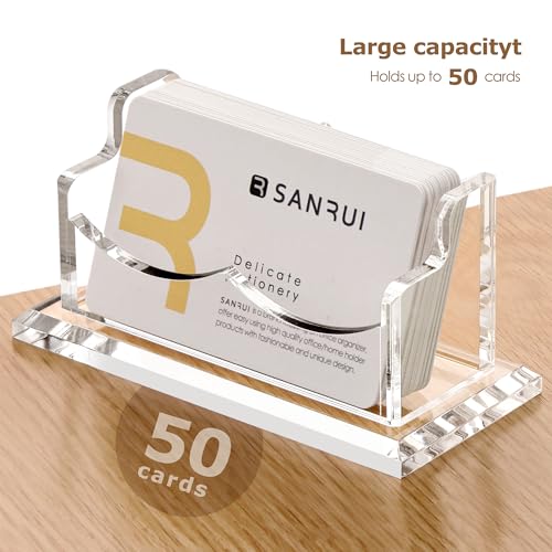 SANRUI Acrylic Business Card Holder, Clear Desk Card Display Stand 1 Slot