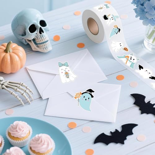 Halloween Cute Ghost Cartoon Roll Stickers Decorative Craft Label Stickers - style: Cute Cartoon Ghost