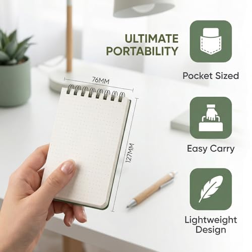 Top Spiral Pocket Notebook Set, Grid Stone Paper Memo Pads, Waterproof Portable Notebooks for Outdoor & Daily Use (Pink) - color: Pink