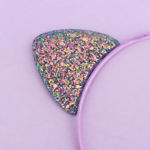Cat Ears Headband Mermaid Glitter Non Shed Kitty Ears - color: Mermaid Color