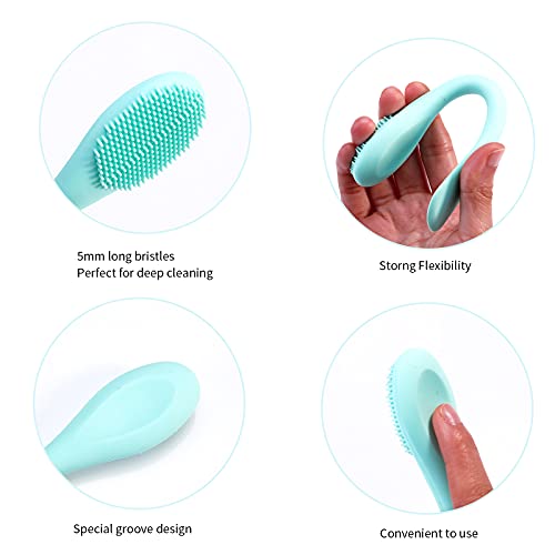 MSQ Silicone Face Mask Brush, Soft Facial Cleansing Scrubber, 2 Pack Double-End Facial Mask Brush for Mud, Clay, Charcoal Mixed Mask, DIY, Skincare Applicator Tools (Orange) - color: Orange