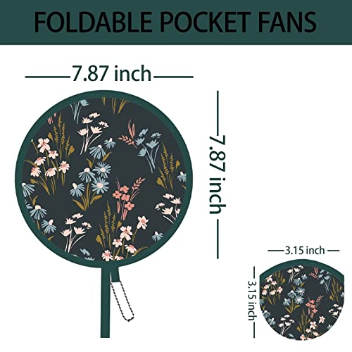4 PCS 4 Styles Foldable Cooling Fans, Handheld Colorful Floral Round Fans for Travel, Events, Indoor & Outdoor (Nile Blue) - style: Nile Blue