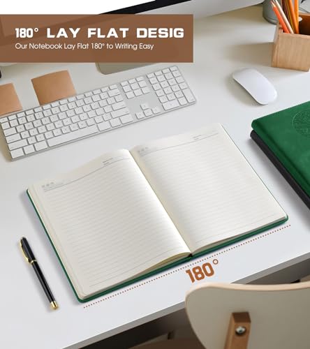 Biuwory B5 Leather Journal Notebook, 256 Lined Pages, Hardcover 7.8"×10.2" - color: Green, size: Lined-256 Pages (7.8"×10.2")