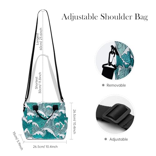 Crossbody Shoulder Bag for Women - Water Resistant Casual Handbag Purse with Multiple Pockets, Adjustable Strap - color: Tide Blue