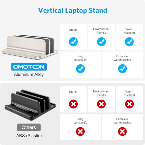 OMOTON Dual Vertical Desk Laptop Stand Holder, Fits MacBook Air, Starlight - color: Starlight