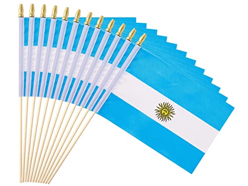 25Pack Small Argentina Flag Handheld Mini Argentine Flag on Stick 5x8 Inch - color: Argentina