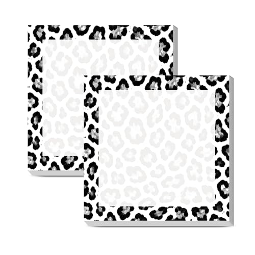 Sticky Notes 3x3 Inches, Cute Self-Stick Note Pads, Funny Memo Pads, Easy to Post Sticky Notes for Office, Home & Notebook White Black Leopard - color: White Black Leopard