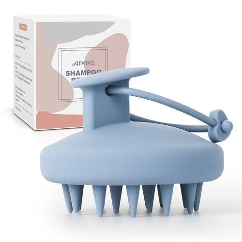AIMIKE Scalp Massager Shampoo Brush, Soft Silicone Hair Scrubber - color: Morandi - Haze Blue