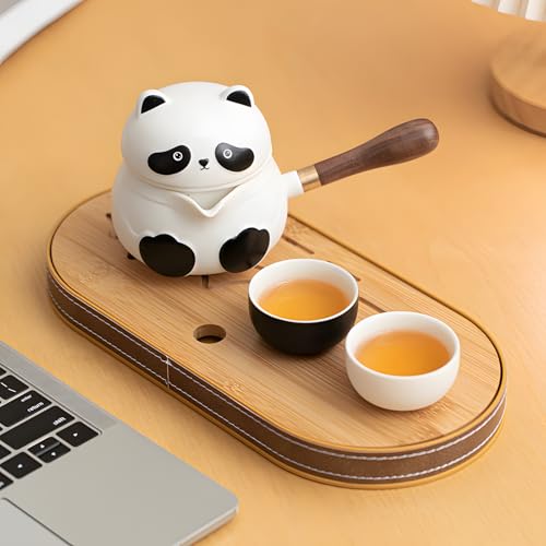 TBACW Chinese Gongfu Travel Tea Set (Panda Design) - color: Panda 1 Pot 2 Cups