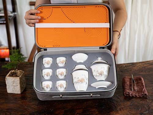 KEYDUACU Gaiwan Tea Set,Chinese Gongfu Tea Set,Portable for Adults,Travel - style: Travel-House