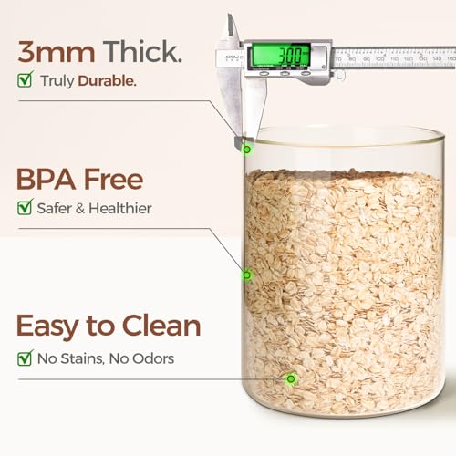 ComSaf Glass Storage Jars with Bamboo Lids 1.8 Qt 2 Pack Large Round - color: 1.8Qt-Round-2 Pack
