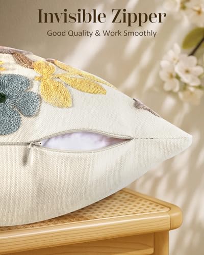 Embroidered Throw Pillow Cover, 20x20 Inch, Butterfly Moon - color: Butterfly Moon, size: 20" x 20" (Pack of 1)