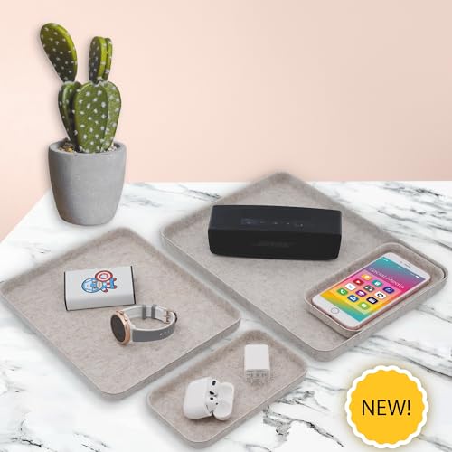 Welaxy Felt Nightstand Organizer 4pc Oatmeal Entryway Caddy DND Dice Tray - color: Oatmeal