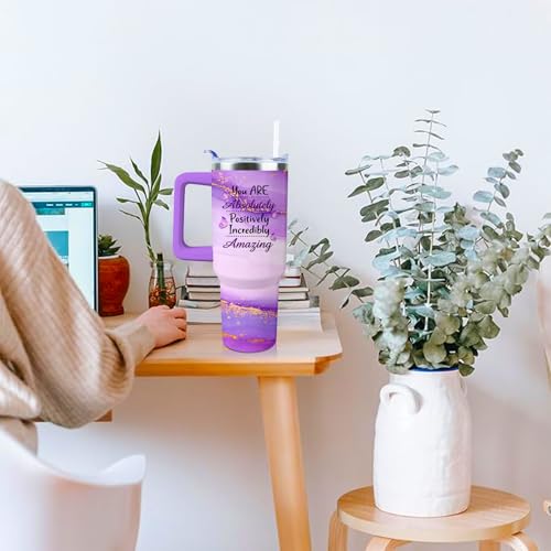 40 oz Tumbler with Handle and Straw Lid Leak Proof - color: Awesome Gifts