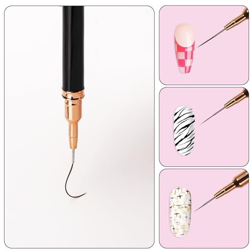 15 - Piece Black Nail Art Liner Brush Set | Fine - Tip Brushes for Intricate Nail Designs - color: 3 Pcs - Black
