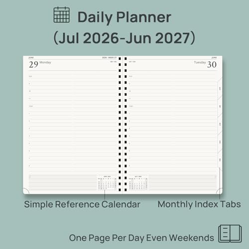 POPRUN 2026-2027 Daily Planner One Page Per Day, 8.5" x 12", Day Planner - color: Midnight Green, size: Large - 8.5" x 12", style: Academic Year 2026-2027