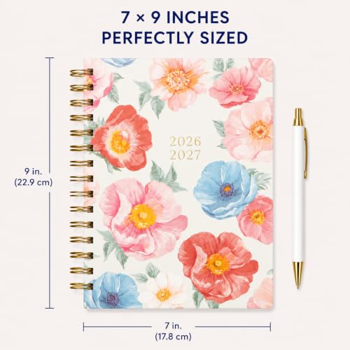 WORLD TRAVELER Academic Planner School Organizer Jul 2026-Dec 2027, 7"x9" - color: Multi Blooms