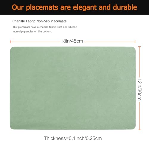 Green Plastic Placemats Set of 8, Faux Leather Waterproof Table Mats - color: Green