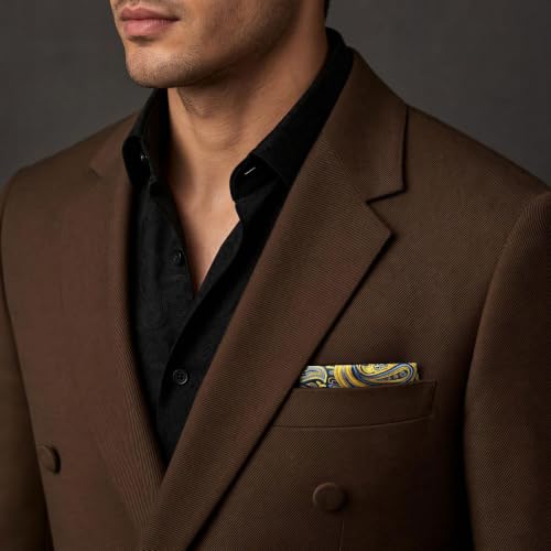 S&W SHLAX&WING Mens Pocket Square Paisley Multicolor Large for Business Wedding - color: Qh13