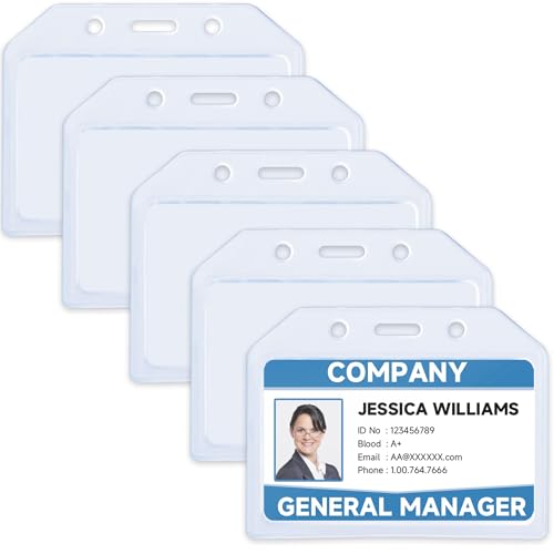 Teskyer Heavy Duty ID Badge Holders, 5 Pack, Horizontal - style: Horizontal