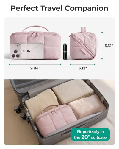 BAGSMART Easy-Access Makeup Bag, Water-Resistant Travel Toiletry Organizer - color: Brown