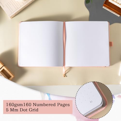 TIEFOSSI Dotted Square Journal Notebook 160 Pages for Women & Men(8 x 8) - color: Pink, size: Square-Dotted