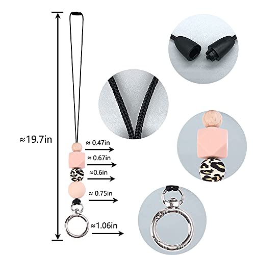 3PCS Teacher Lanyards for ID Badges and Keys, Cute Silicone Beaded Lanyard - color: 3pcs Silver-006