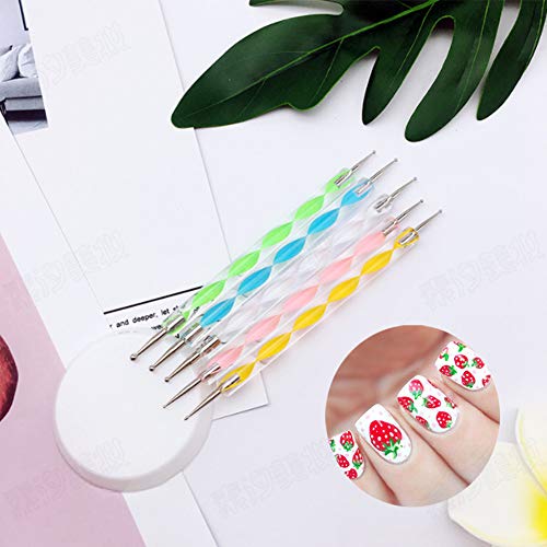 20pcs Nail Art Design Tools, 15pcs Painting Brushes Set with 5pcs Dotting Pens, WHITE … - color: White Brushes with Dotting Pens
