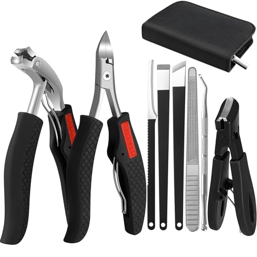 Toenail Clippers for Seniors Thick Toenails, Professional Large Toe Nail Cutter & Trimmer for Men and Women, Pedicure Knife Tools, Ingrown Toenail Removal Kit, Ultra Sharp Fingernail Clippers 8 Pcs
