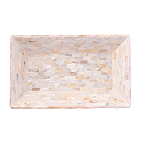 PEMAR 11.8"x7.1" Mother of Pearl Vanity Tray, Small Decorative Dish
