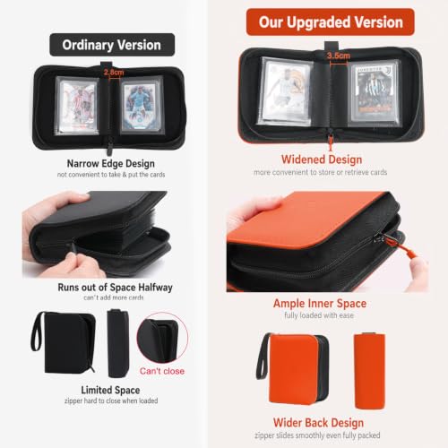 Mini 1 Pocket Top Loader Binder, Upgraded Widened Pages & Spine - color: Orange, size: 1