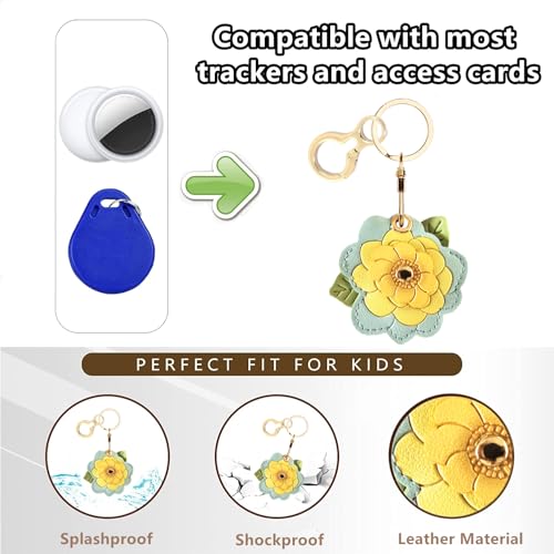 BORKUANA PU Leather Keychain holder Protective Case Compatible with AirTag - color: Camellia a