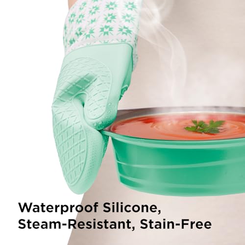 Kitchen Mama UltraShield Silicone Oven Mitts, Gem-Teal - color: Gem-teal