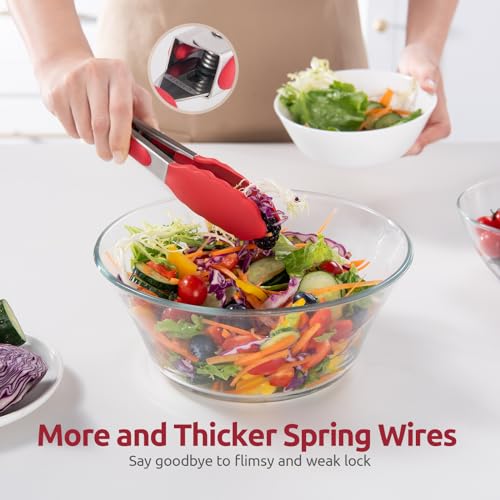 U-Taste Kitchen Tong for Cooking, 600ºF Heat-Resistant Silicone, 7in/Red - color: Red, size: 7 inch