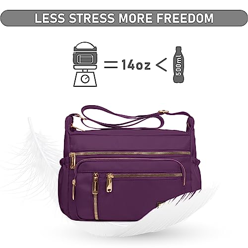 NPBAG Crossbody Bag for Women, Shoulder Purse Handbag Messenger Bag, Trendy Pocketbooks, Waterproof and Multi-Pockets - color: Purple