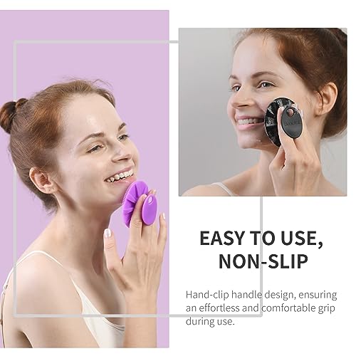Silicone Face Scrubber 2 Pack, BEAUTAIL Manual Facial Cleansing Brush - color: Black+purple