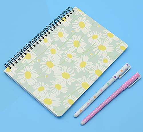 Yansanido Spiral Notebook, 4 Pcs A5 Thick Leaves Design Hardcover 8mm Ruled 4 Color 80 Sheets -160 Pages Journals for Study and Notes (Leaves) - style: Leaves