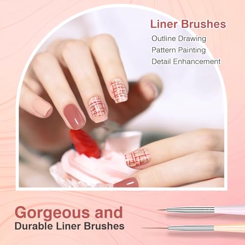 Nail Art Brushes, 6 Pcs Nail Brush Set with Liner Brush and Dotting Pens - color: 6PCS Nail Brush Set