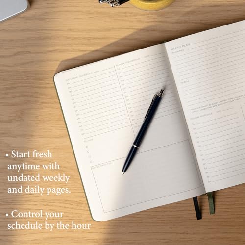 Anecdote Planner w/ 2026-2027 Calendar Yearly Planner Vegan Leather Cover - color: Black