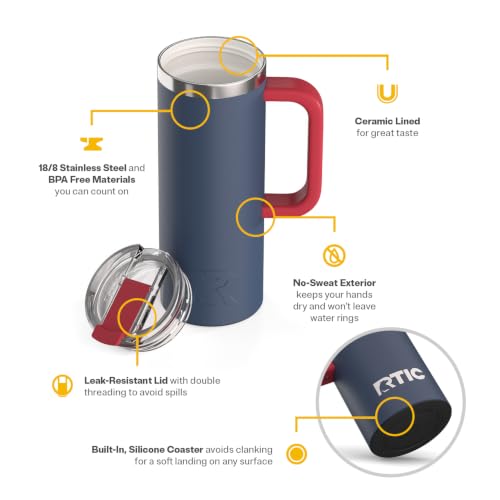RTIC 20oz Road Trip Travel Mug with Lid and Handle, Patriot - color: Patriot, size: 20 Ounces