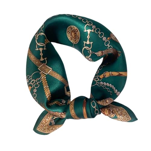 100% Mulberry Silk Neck Scarf for Women Square Neckerchief – 21 inch - color: Darkgreen