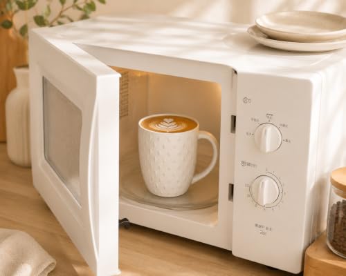 14 oz Ceramic Coffee Mugs Set of 4, White Stoneware Cups with Handle - color: Embossed-4PCS