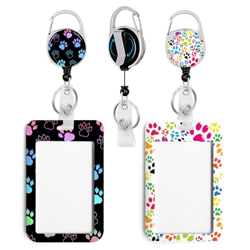 2 Pack Dog Paw ID Badge Holder with Clip Badge Reels - color: 2 Pack-dog Paw
