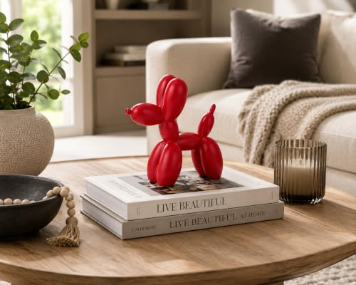 4 Inch Matte Red Balloon Dog Sculpture - color: Red