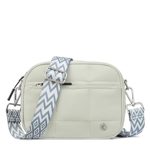 CLUCI Quilted Crossbody Bags for Women Lightweight Puffer Shoulder Bag Travel Purses with Wide Strap - color: Light Gray