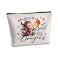 Dragon Gifts For Women Makeup Bag Just a Women Who Loves Dragons Travel Zipper Pouch Dragon Themed Christmas Graduation Birthday Gifts for Daughter Sister Friend Animal Lovers - color: Just a Women Who Loves Dragons