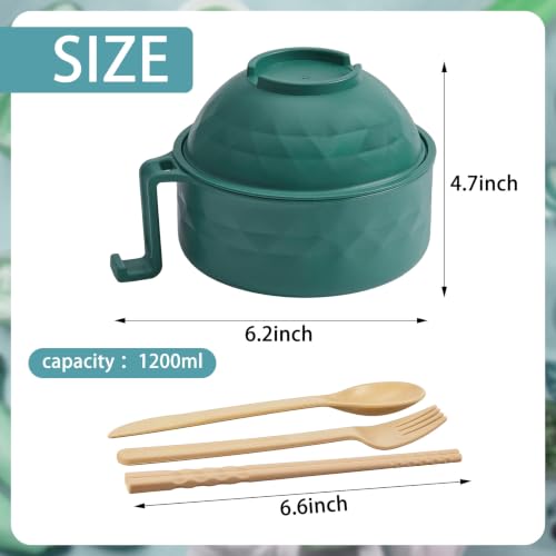 2 Sets 40 oz Microwave Ramen Bowl with Handles, Black,Dark Green - color: Black,Dark Green