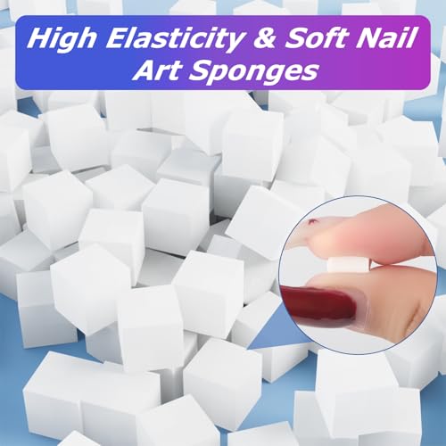 Soft Nail Sponges 150 PCS and 1 Grabbing Pen, Nail Art sponges - color: White-150Pcs